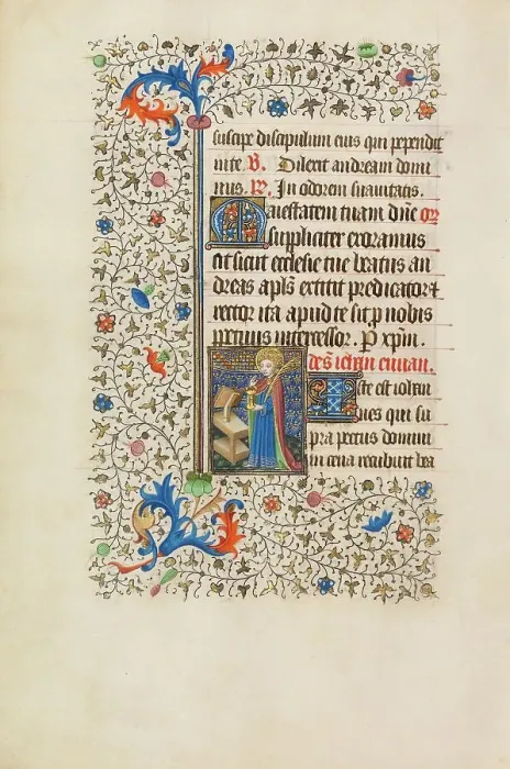 Framed Print : Saint John the Evangelist with the Poisoned Chalice; Book of Hours, about 1440-1450. Creator: Workshop of the Bedford Master Framed Print : Saint John the Evangelist with the Poisoned Chalice; Book of Hours, about 1440-1450. Creator: Workshop of the Bedford Master