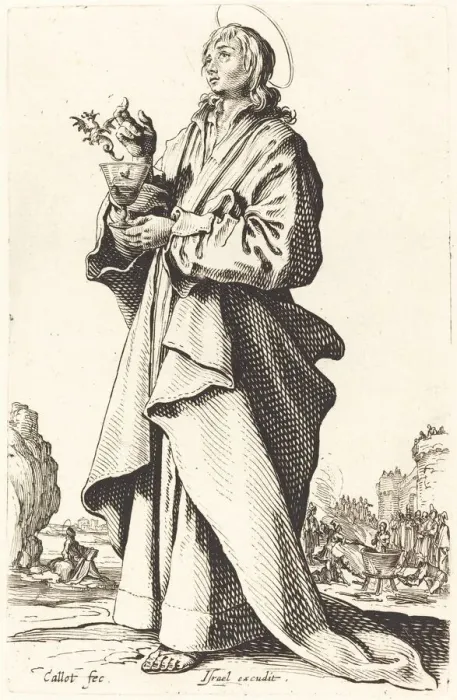 Framed Print : Saint John the Evangelist, published 1631. Creator: Jacques Callot Framed Print : Saint John the Evangelist, published 1631. Creator: Jacques Callot
