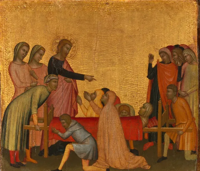 Framed Print : Saint John the Evangelist Raises Satheus to Life, ca. 1370. Creator: Francescuccio Ghissi Framed Print : Saint John the Evangelist Raises Satheus to Life, ca. 1370. Creator: Francescuccio Ghissi