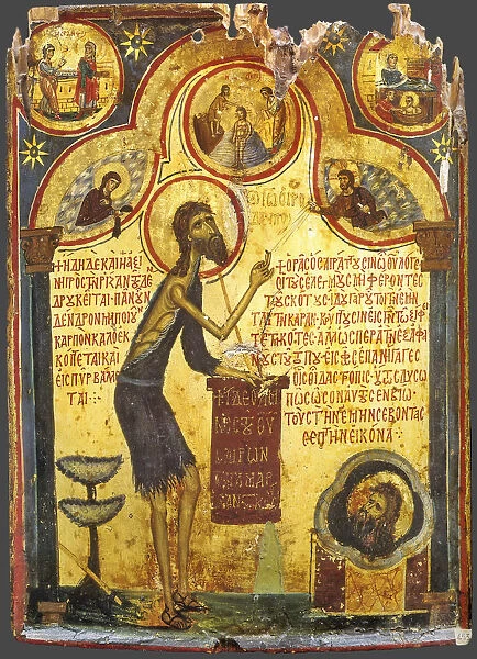Saint John the Forerunner with scenes from his life, 13th century. Artist: Byzantine icon