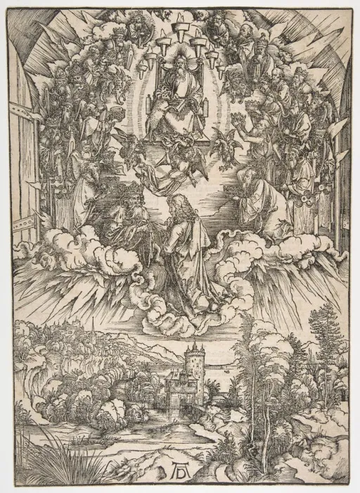 Framed Print : Saint John before God and the Elders, from The Apocalypse. n. d. Creator: Albrecht Durer