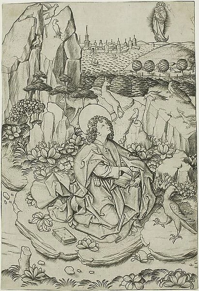 Saint John on the Island of Patmos, c. 1460. Creator: Master ES