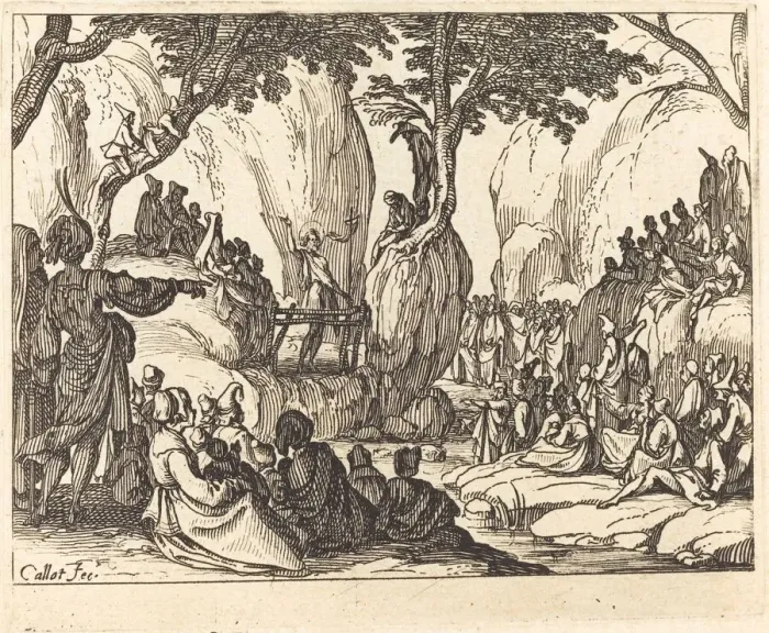 Framed Print : Saint John Preaching in the Desert. Creator: Jacques Callot Framed Print : Saint John Preaching in the Desert. Creator: Jacques Callot