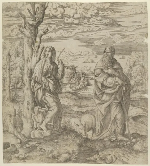 Framed Print : Saint John and Saint Anthony, ca. 1542-45. Creator: Master IQV Framed Print : Saint John and Saint Anthony, ca. 1542-45. Creator: Master IQV