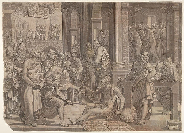 Saint John and Saint Peter Healing the Cripple, 1553. Creator: Lambert Suavius