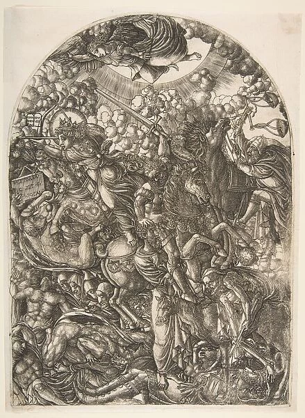Saint John sees the Four Horsemen, from the Apocalyspe. n. d. Creator: Jean Duvet