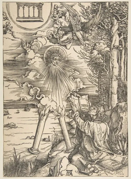 Framed Print : Saint John Swallowing the Book, from The Apocalypse, Latin Edition, 1511, 1511 Framed Print : Saint John Swallowing the Book, from The Apocalypse, Latin Edition, 1511, 1511