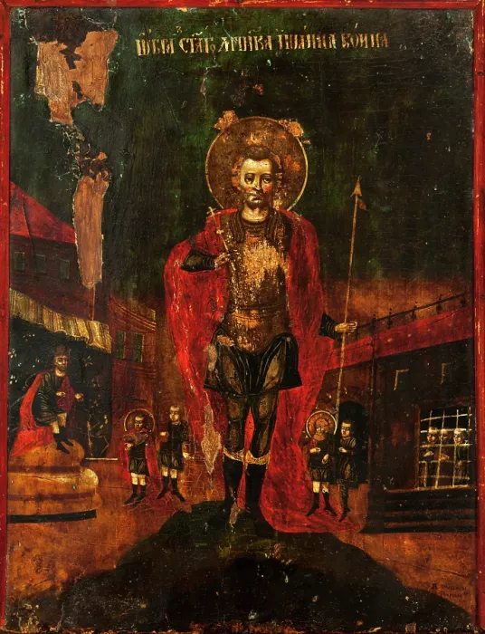 Framed Print : Saint John the Warrior-Icon, 17th century. Creator: Unknown