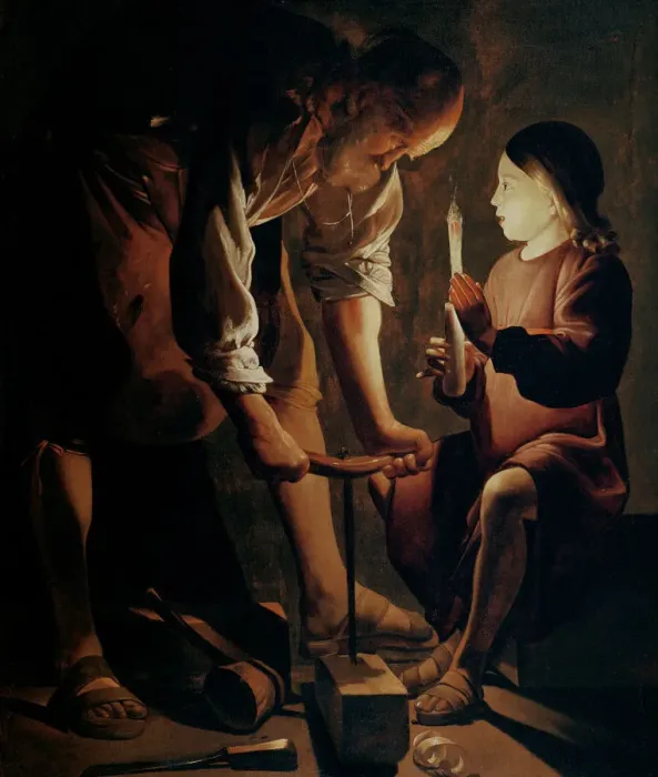 Framed Print : Saint Joseph, the Carpenter. Artist: La Tour, Georges, de (1583-1652) Framed Print : Saint Joseph, the Carpenter. Artist: La Tour, Georges, de (1583-1652)