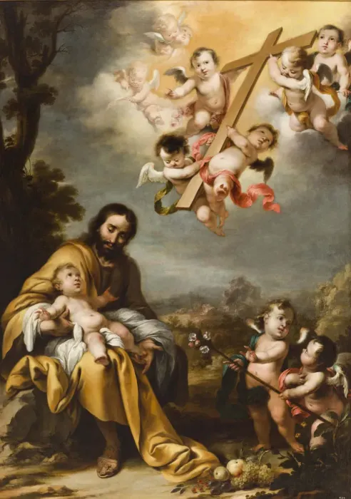 Framed Print : Saint Joseph and the Christ Child before the Holy Cross, c. 1670. Creator: Schut, Cornelis Framed Print : Saint Joseph and the Christ Child before the Holy Cross, c. 1670. Creator: Schut, Cornelis