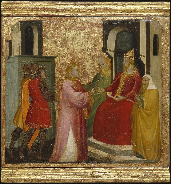 Saint Lawrence Arraigned Before the Emperor Valerian. Scenes from the Life of Saint Lawrence, predella, ca 1412. Artist: Lorenzo di Niccolo (active 1391-1414)