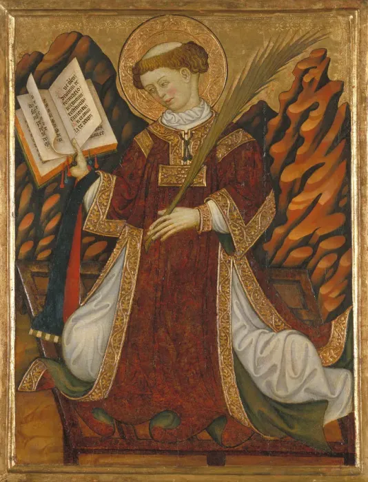 Framed Print : Saint Lawrence, ca 1430. Artist: Zaortiga, Bonanat (active 15th century) Framed Print : Saint Lawrence, ca 1430. Artist: Zaortiga, Bonanat (active 15th century)