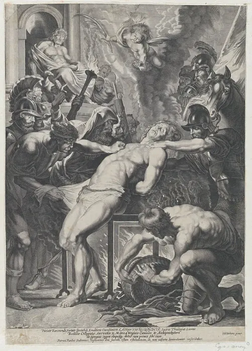 Framed Print : Saint Lawrence at the Stake, ca. 1621-1750. Creator: Anon Framed Print : Saint Lawrence at the Stake, ca. 1621-1750. Creator: Anon