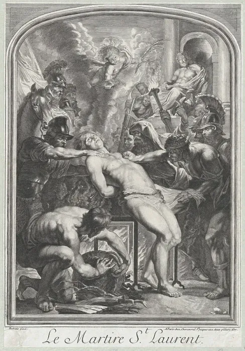 Framed Print : Saint Lawrence at the Stake, ca. 1700-29. Creator: Anon