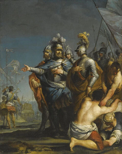 Saint Louis Departing For The Crusade. Artist: Gionima, Antonio (1697-1732)