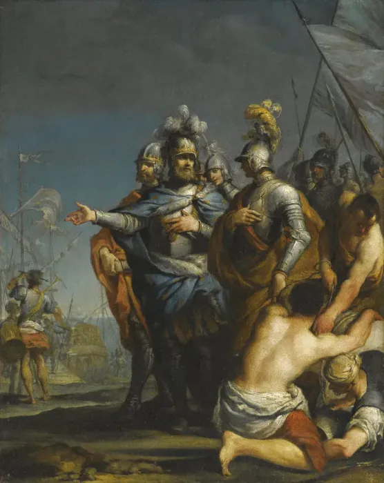 Framed Print : Saint Louis Departing For The Crusade. Artist: Gionima, Antonio (1697-1732) Framed Print : Saint Louis Departing For The Crusade. Artist: Gionima, Antonio (1697-1732)