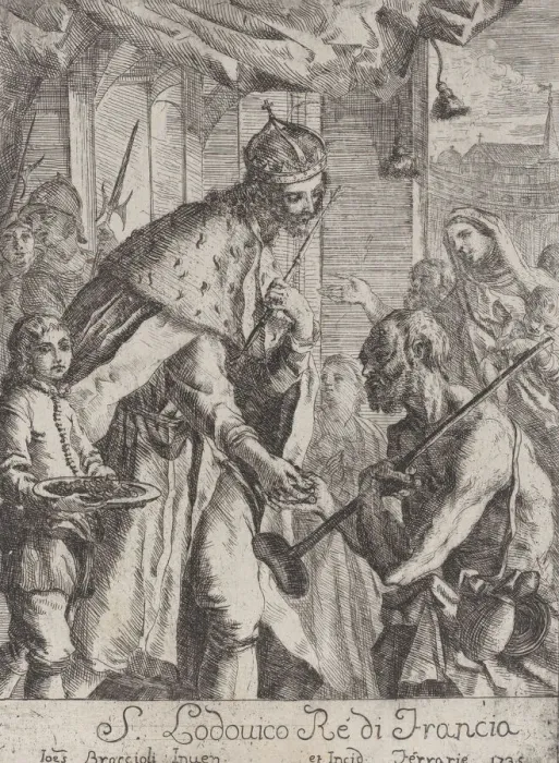 Framed Print : Saint Louis giving alms to the poor, 1735. Creator: Giovanni Francesco Braccioli Framed Print : Saint Louis giving alms to the poor, 1735. Creator: Giovanni Francesco Braccioli