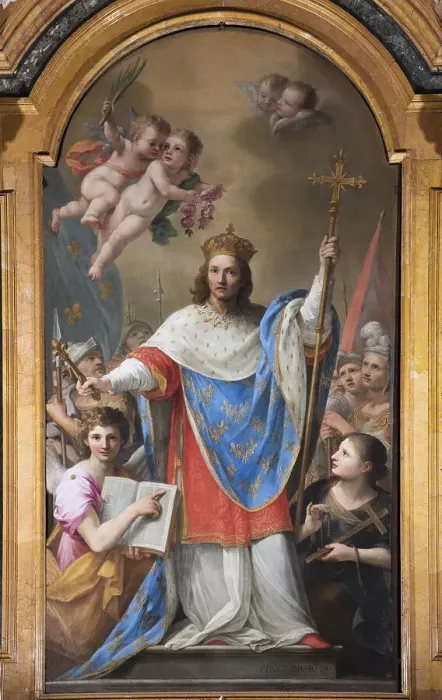 Framed Print : Saint Louis IX of France between History and Faith, 1677-1679. Creator: Bricci, Plautilla (1616-1705) Framed Print : Saint Louis IX of France between History and Faith, 1677-1679. Creator: Bricci, Plautilla (1616-1705)