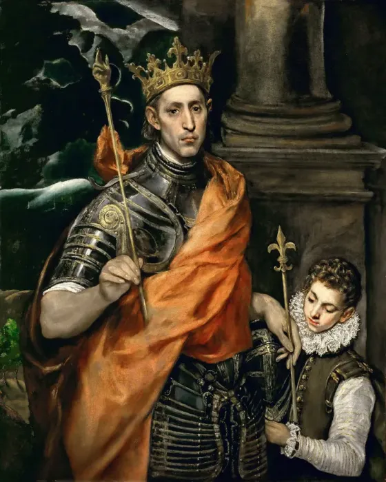 Framed Print : Saint Louis IX of France with a Page, End of 16th cen Framed Print : Saint Louis IX of France with a Page, End of 16th cen
