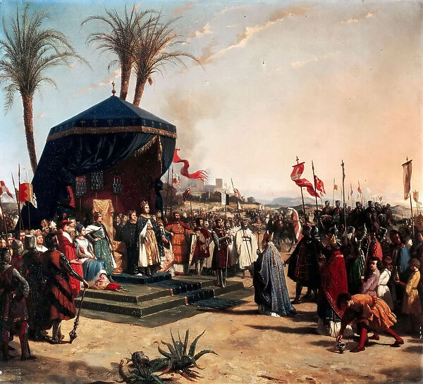 Saint Louis, King of France Receiving Robert Patriarch of Jerusalem in Damietta in 1249. Artist: Gue, Jean-Marie Oscar (1809-1877)
