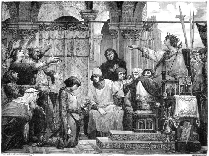 Framed Print : Saint Louis punishing Enguerrand IV of Coucy, 1882-1884. Artist: A Gusman Framed Print : Saint Louis punishing Enguerrand IV of Coucy, 1882-1884. Artist: A Gusman