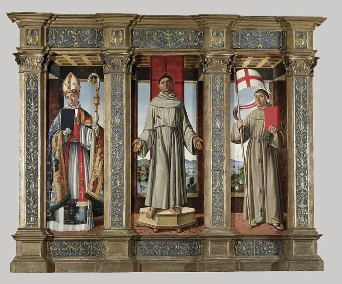 Framed Print : Saint Louis of Toulouse, Saint Francis, and the Blessed John Capistrano, c1499-1500. Creator: Cristoforo Caselli Framed Print : Saint Louis of Toulouse, Saint Francis, and the Blessed John Capistrano, c1499-1500. Creator: Cristoforo Caselli