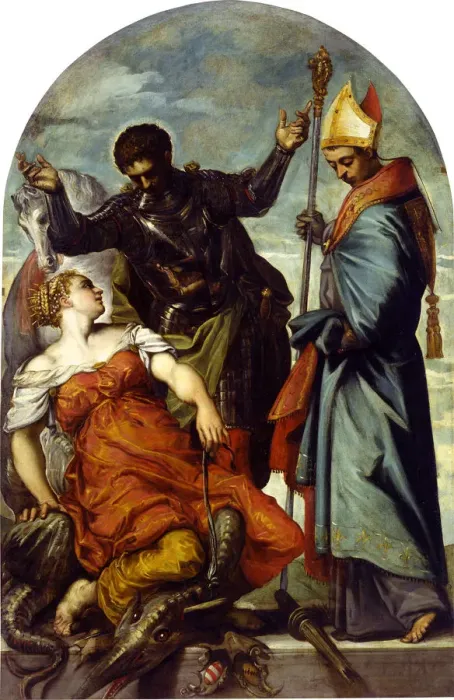 Framed Print : Saint Louis of Toulouse and Saint George, 1552. Creator: Tintoretto, Jacopo (1518-1594) Framed Print : Saint Louis of Toulouse and Saint George, 1552. Creator: Tintoretto, Jacopo (1518-1594)