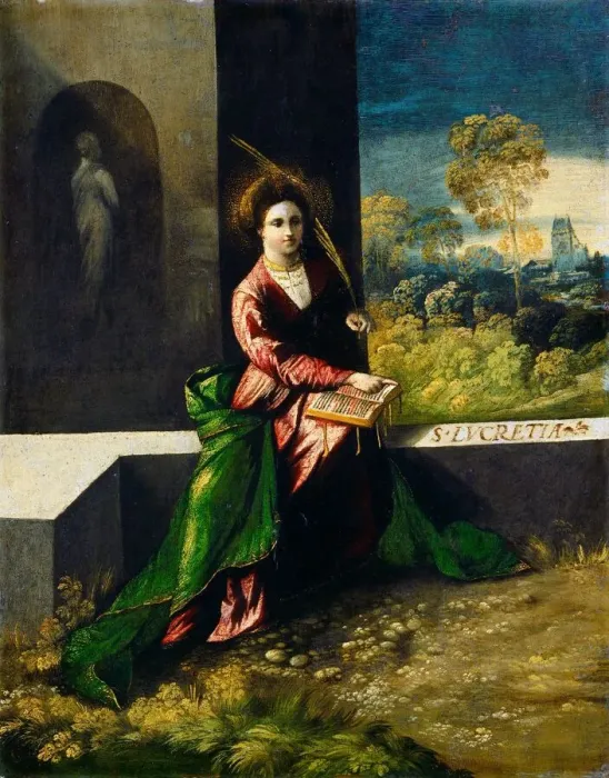 Framed Print : Saint Lucretia, c. 1520. Creator: Dosso Dossi Framed Print : Saint Lucretia, c. 1520. Creator: Dosso Dossi