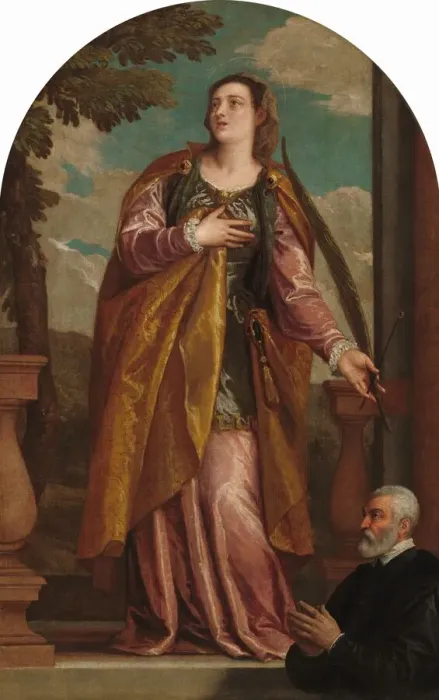 Framed Print : Saint Lucy and a Donor, c. 1585  /  1595. Creators: Paolo Veronese, Gabriele Caliari