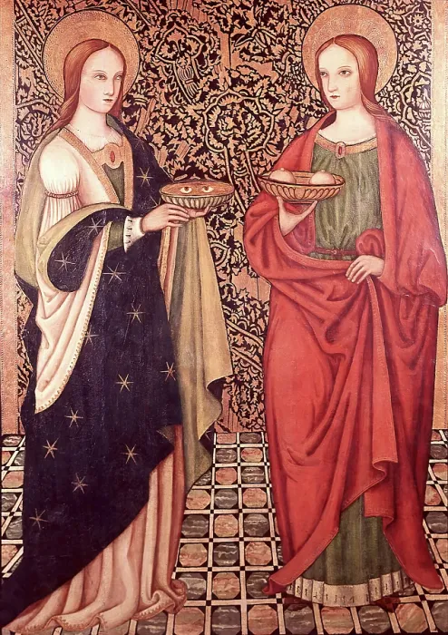 Framed Print : Saint Lucy and Saint Agatha, 1500. Creator: Unknown Framed Print : Saint Lucy and Saint Agatha, 1500. Creator: Unknown