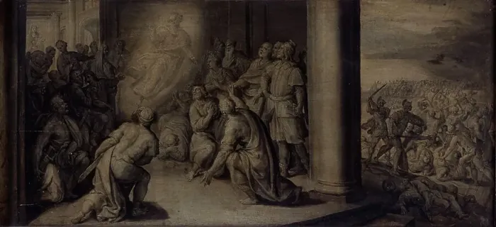 Framed Print : Saint Luke Appearing at the Curch of Our Lady in Tripoli, c1560-1600. Creator: Martin de Vos Framed Print : Saint Luke Appearing at the Curch of Our Lady in Tripoli, c1560-1600. Creator: Martin de Vos