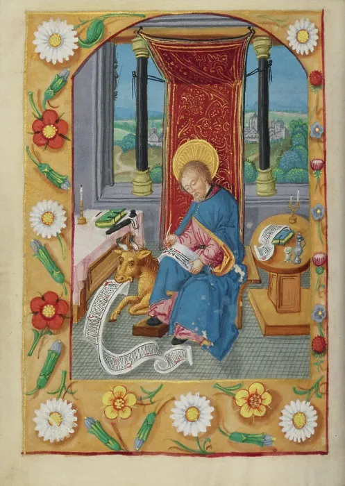 Framed Print : Saint Luke; Book of Hours, early 16th century. Creator: Unknown Framed Print : Saint Luke; Book of Hours, early 16th century. Creator: Unknown