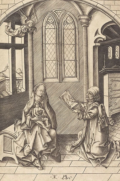 Saint Luke Drawing a Portrait of the Virgin, c. 1475. Creator: Israhel van Meckenem