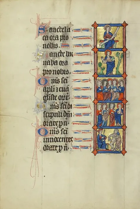 Framed Print : Saint Luke Enthroned: Saint Barnabas with a Book: Five Apostles Enthroned: Three... about 1300. Creator: Unknown Framed Print : Saint Luke Enthroned: Saint Barnabas with a Book: Five Apostles Enthroned: Three... about 1300. Creator: Unknown