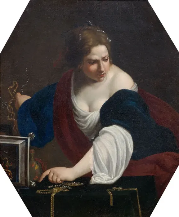 Framed Print : Saint Magdalene, rejecting the symbols of transience, First Half of 17th cen.. Creator: Gentileschi; Artemisia (1598-1653)