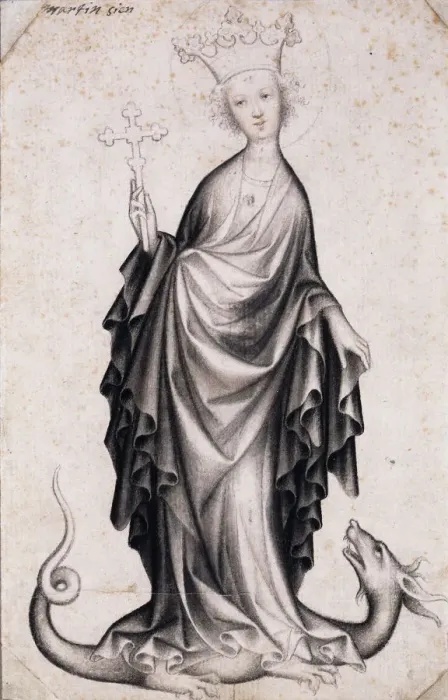 Framed Print : Saint Margaret, c. 1410. Artist: Bohemian Master (active 1410-1420) Framed Print : Saint Margaret, c. 1410. Artist: Bohemian Master (active 1410-1420)