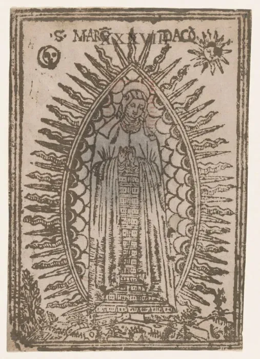 Framed Print : Saint Margaret of Cortona surrounded by rays of light, ca. 1450-1500. ca. 1450-1500. Creator: Anon Framed Print : Saint Margaret of Cortona surrounded by rays of light, ca. 1450-1500. ca. 1450-1500. Creator: Anon