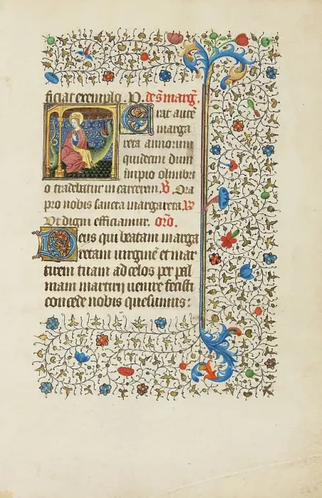 Framed Print : Saint Margaret and a Dragon; Book of Hours, about 1440-1450. Creator: Workshop of the Bedford Master Framed Print : Saint Margaret and a Dragon; Book of Hours, about 1440-1450. Creator: Workshop of the Bedford Master