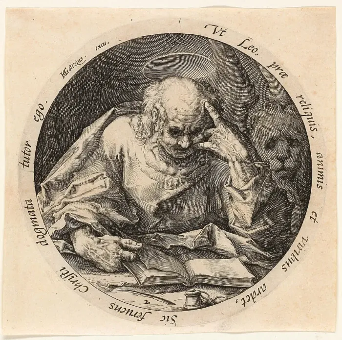 Framed Print : Saint Mark, plate two from The Four Evangelists, 1588. Creator: Jacques de Gheyn II Framed Print : Saint Mark, plate two from The Four Evangelists, 1588. Creator: Jacques de Gheyn II