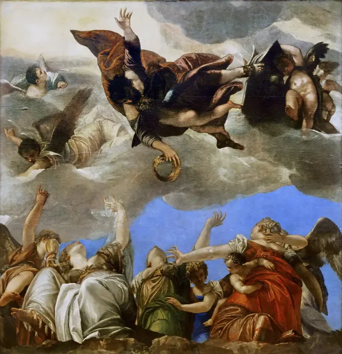 Framed Print : Saint Mark rewarding the theological virtues. Artist: Veronese, Paolo (1528-1588) Framed Print : Saint Mark rewarding the theological virtues. Artist: Veronese, Paolo (1528-1588)