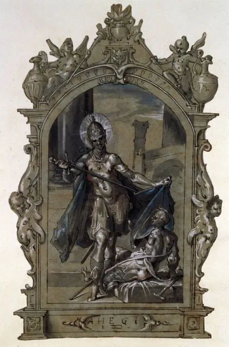 Framed Print : Saint Martin and a Beggar, 1596. Artist: Bartholomeus Spranger Framed Print : Saint Martin and a Beggar, 1596. Artist: Bartholomeus Spranger