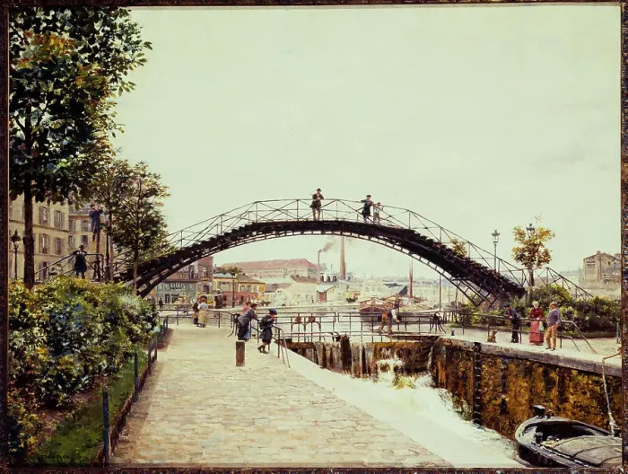Framed Print : The Saint-Martin canal, c1900. Creator: Marie-Francois Firmin Framed Print : The Saint-Martin canal, c1900. Creator: Marie-Francois Firmin