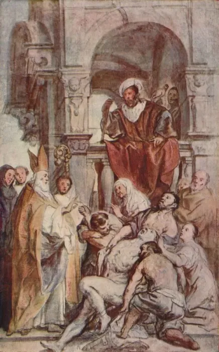 Framed Print : Saint Martin Healing a Possessed Man, c 17th century, (1903). Artist: Jacob Jordaens Framed Print : Saint Martin Healing a Possessed Man, c 17th century, (1903). Artist: Jacob Jordaens