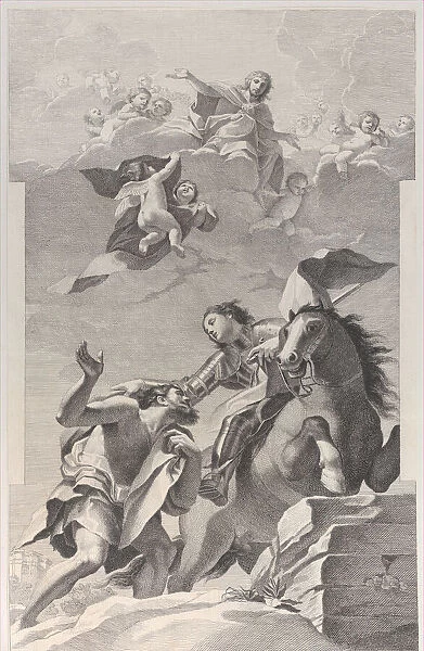 Saint Martin, on horseback, giving his cloak to a beggar..., 1760-1800