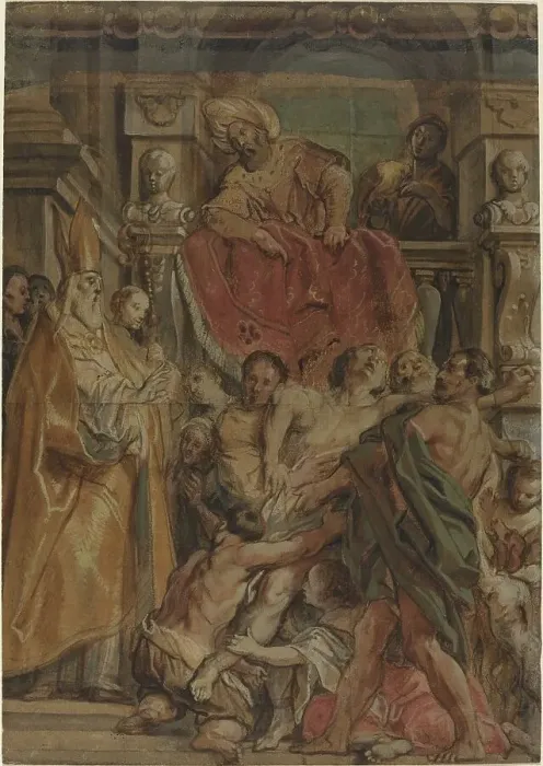 Framed Print : Saint Martin of Tours Healing the Servant of Tetrodius, c. 1630. Creator: Jacob Jordaens Framed Print : Saint Martin of Tours Healing the Servant of Tetrodius, c. 1630. Creator: Jacob Jordaens