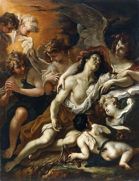 Saint Mary Magdalen surrounded by angels. Artist: Ricci, Sebastiano (1659-1734)