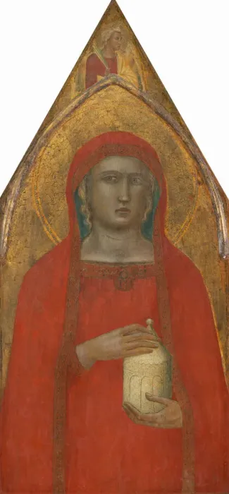 Framed Print : Saint Mary Magdalene, with an Angel [left panel], probably 1340