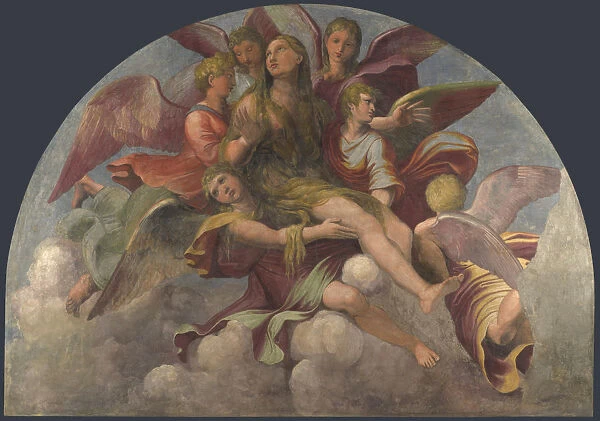 Saint Mary Magdalene borne by Angels, ca 1521. Creator: Romano, Giulio (1499-1546)