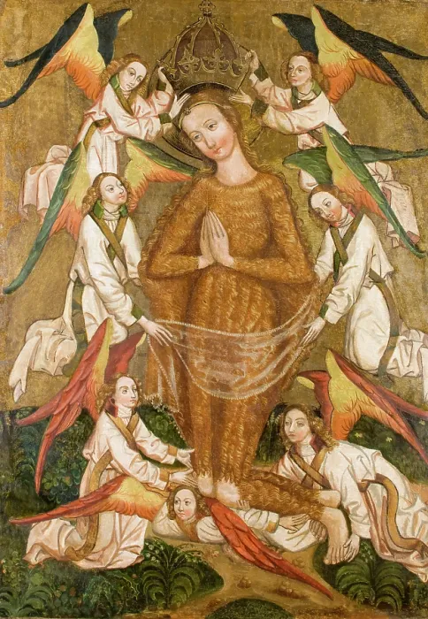 Framed Print : Saint Mary Magdalene Lifted by Angels, Altar Retable from the Church in Moszczenica Nizna... c1480. Creator: Unknown Framed Print : Saint Mary Magdalene Lifted by Angels, Altar Retable from the Church in Moszczenica Nizna... c1480. Creator: Unknown