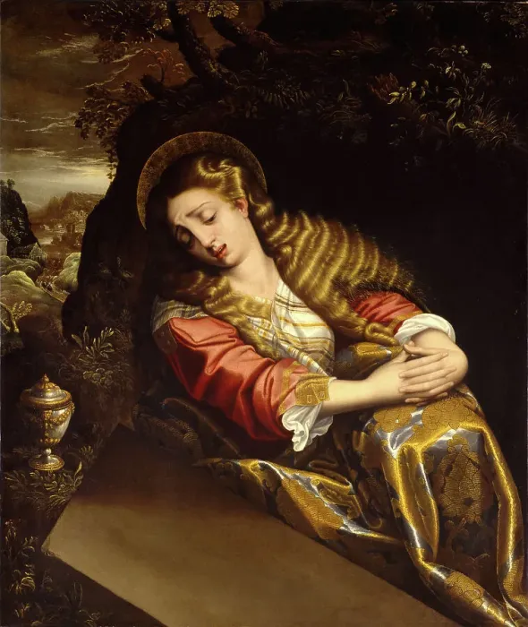 Framed Print : Saint Mary Magdalene at the Tomb, c. 1550-1600. Creator: Anonymous